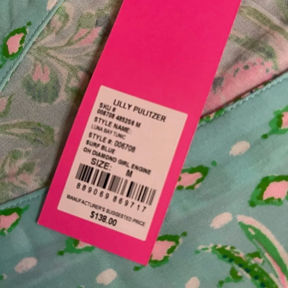 Lilly Pulitzer Aqua and Pink Floral Tunic - Picture 4 of 8